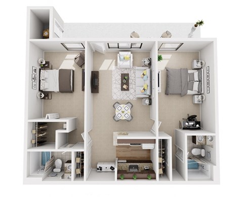 a 3d rendering of a103103 of a 1 bedroom floor plan